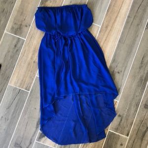 Blue Strapless, high low dress